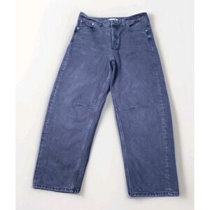 Madewell Darted Barrel Leg Jean Womens 29 Black Washed Denim Button Fly Cropped